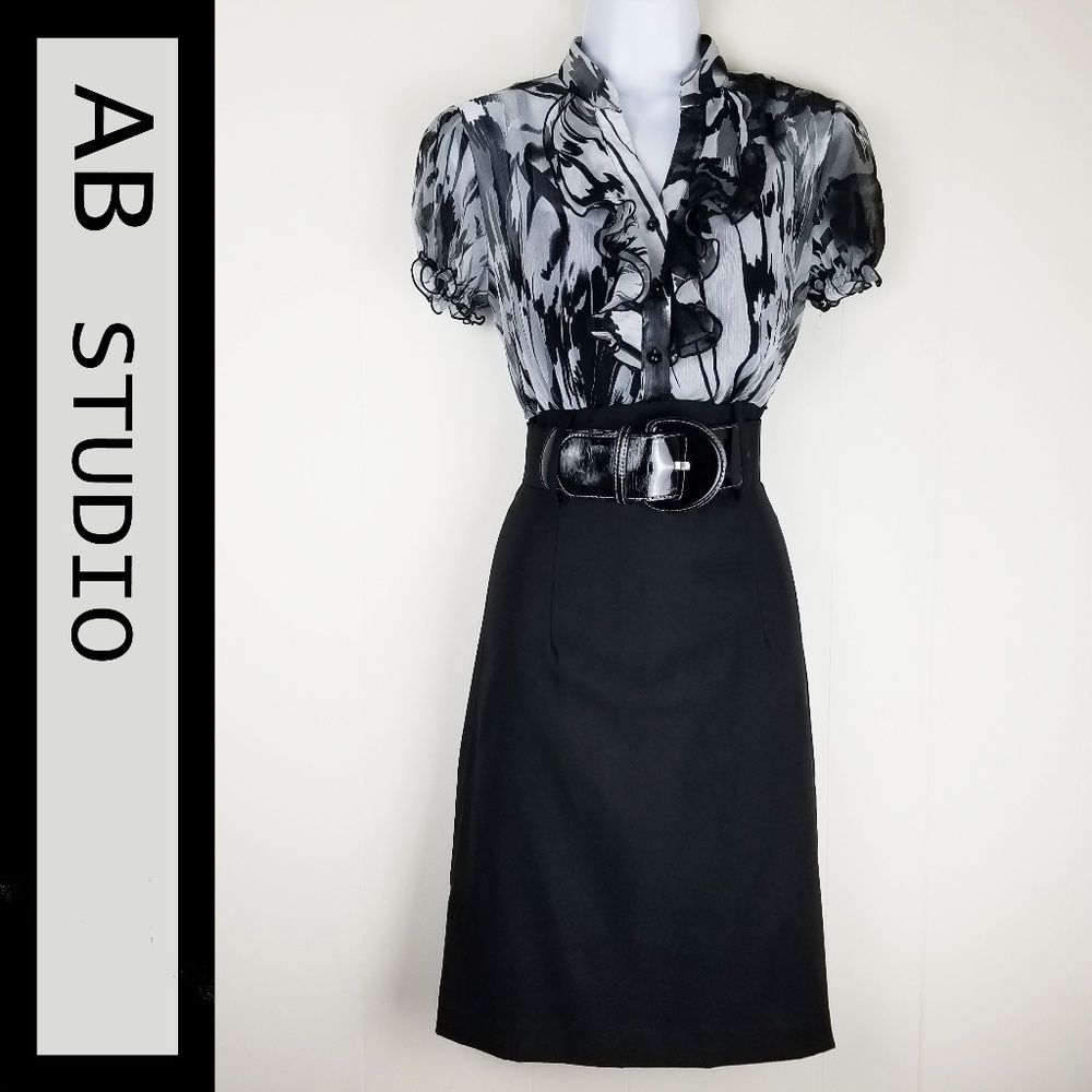 AB STUDIO CHIFFON TOP HIGH WAISTED PENCIL DRESS